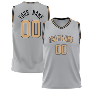 Custom Gray Gold Solid Color Basketball Jersey BS02240626LJ102
