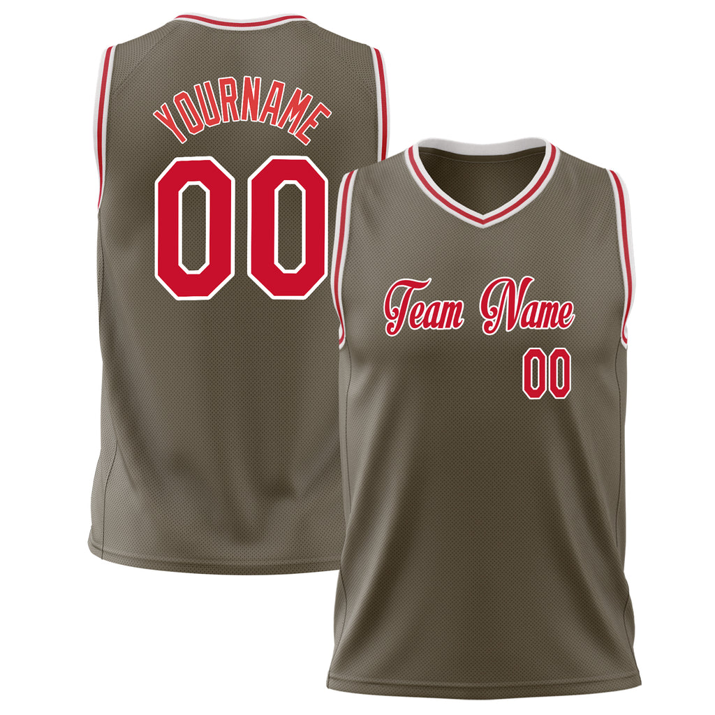 Custom Olive Red Solid Color Basketball Jersey BS02240626LJ121