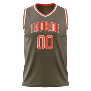 Custom Olive Orange Solid Color Basketball Jersey
