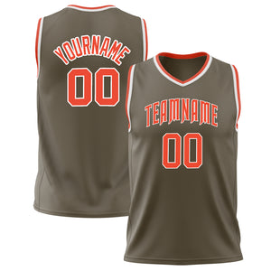 Custom Olive Orange Solid Color Basketball Jersey BS02240626LJ122
