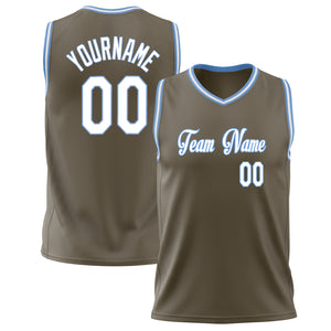 Custom Olive White Solid Color Basketball Jersey BS02240626LJ123