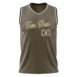 Custom Olive Camo Solid Color Basketball Jersey