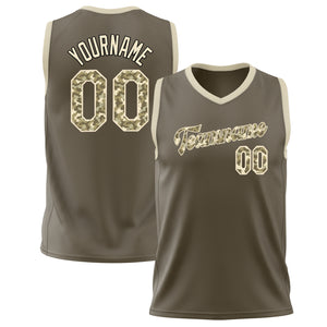 Custom Olive Camo Solid Color Basketball Jersey BS02240626LJ125