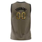 Custom Olive Camo Solid Color Basketball Jersey
