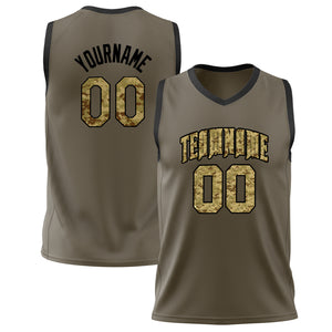 Custom Olive Camo Solid Color Basketball Jersey BS02240626LJ127