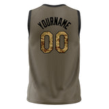 Custom Olive Camo Solid Color Basketball Jersey