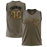 Custom Olive Camo Solid Color Basketball Jersey