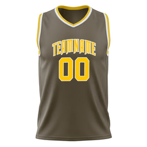 Custom Olive Gold Solid Color Basketball Jersey
