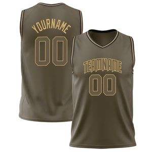 Custom Olive Old Gold Solid Color Basketball Jersey BS02240626LJ131