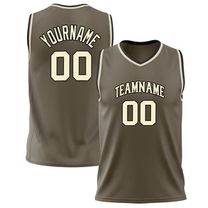 Custom Olive Cream Solid Color Basketball Jersey BS02240626LJ132