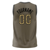 Custom Olive Camo Solid Color Basketball Jersey