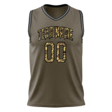 Custom Olive Camo Solid Color Basketball Jersey