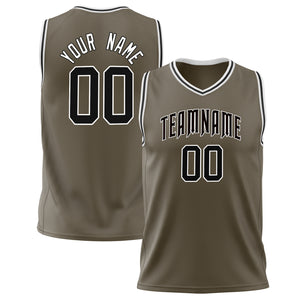Custom Olive Black Solid Color Basketball Jersey BS02240626LJ136