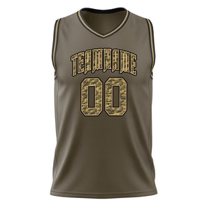 Custom Olive Camo Solid Color Basketball Jersey