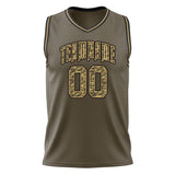 Custom Olive Camo Solid Color Basketball Jersey