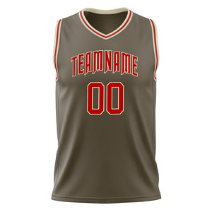 Custom Olive Red Solid Color Basketball Jersey