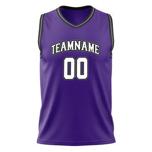 Custom Purple White Solid Color Basketball Jersey