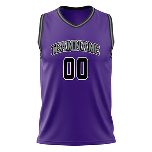 Custom Purple Black Solid Color Basketball Jersey