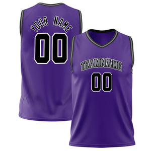 Custom Purple Black Solid Color Basketball Jersey BS02240626XJ182