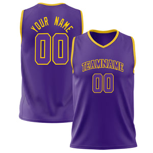 Custom Purple Gold Solid Color Basketball Jersey BS02240626XJ183