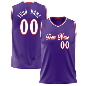 Custom Purple White Solid Color Basketball Jersey BS02240626XJ185