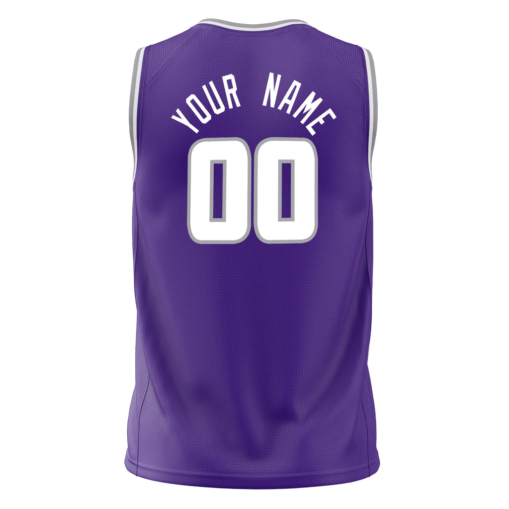 Custom Purple White Solid Color Basketball Jersey