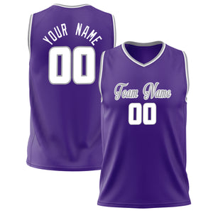 Custom Purple White Solid Color Basketball Jersey BS02240626XJ186