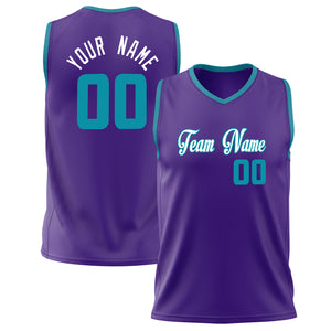 Custom Purple Teal Solid Color Basketball Jersey BS02240626XJ187