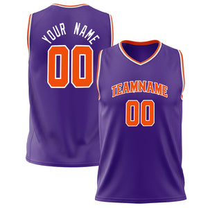 Custom Purple Orange Solid Color Basketball Jersey BS02240626XJ190