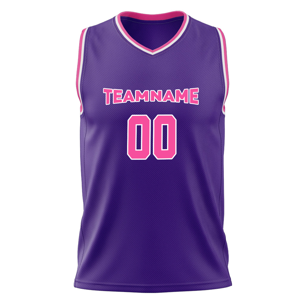 Custom Purple Pink Solid Color Basketball Jersey