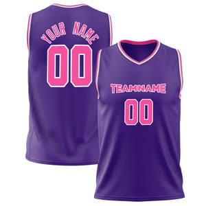 Custom Purple Pink Solid Color Basketball Jersey BS02240626XJ191