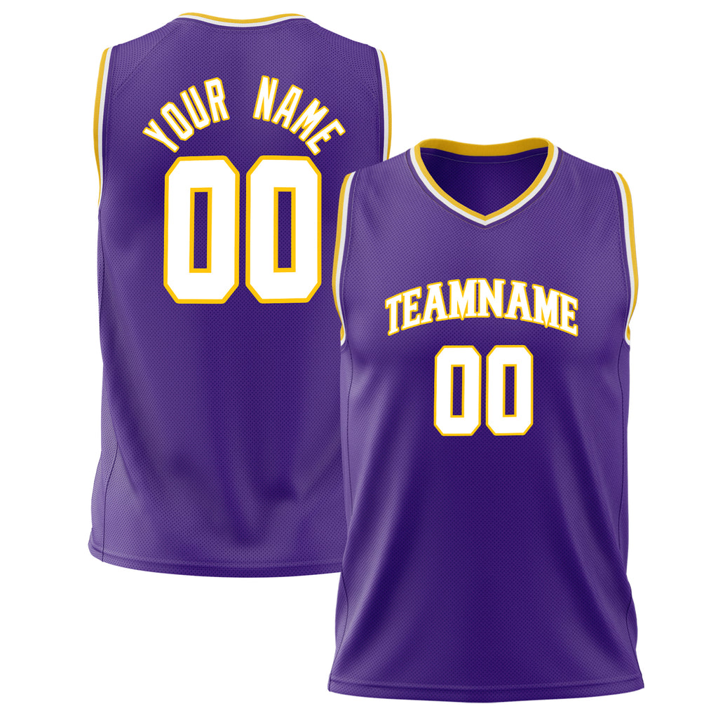Custom Purple White Solid Color Basketball Jersey BS02240626XJ194