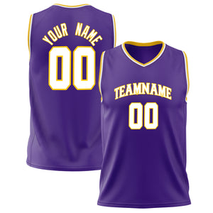 Custom Purple White Solid Color Basketball Jersey BS02240626XJ194