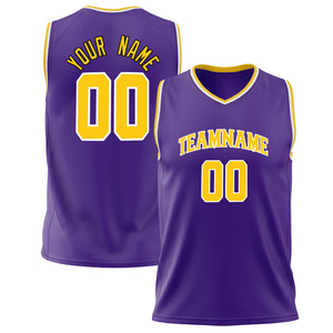 Custom Purple Gold Solid Color Basketball Jersey BS02240626XJ196