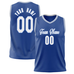 Custom Royal White Solid Color Basketball Jersey BS02240626XJ217