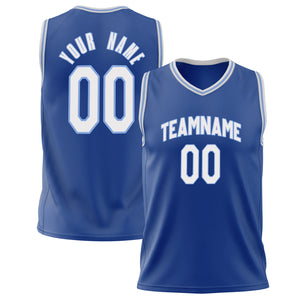 Custom Royal White Solid Color Basketball Jersey BS02240626XJ220