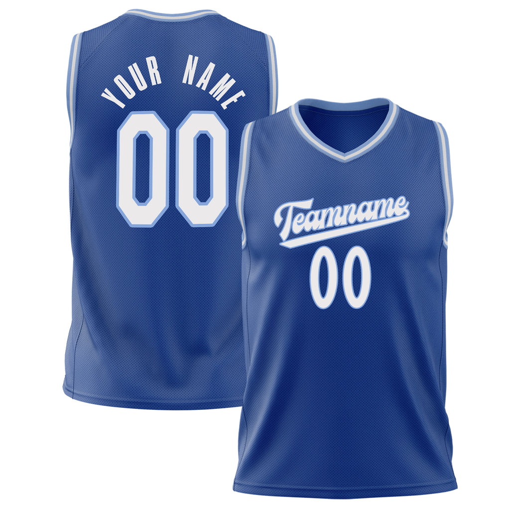 Custom Royal White Solid Color Basketball Jersey BS02240626XJ222