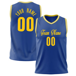Custom Royal Gold Solid Color Basketball Jersey BS02240626XJ228