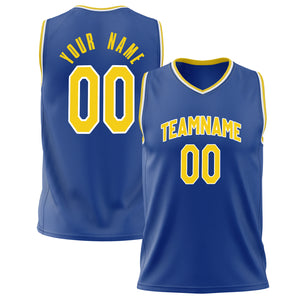 Custom Royal Yellow Solid Color Basketball Jersey BS02240626XJ231