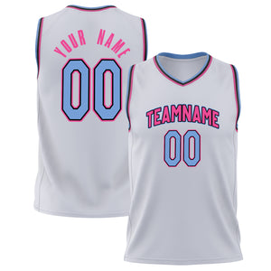 Custom White Light Blue Solid Color Basketball Jersey BS02240626XJ255