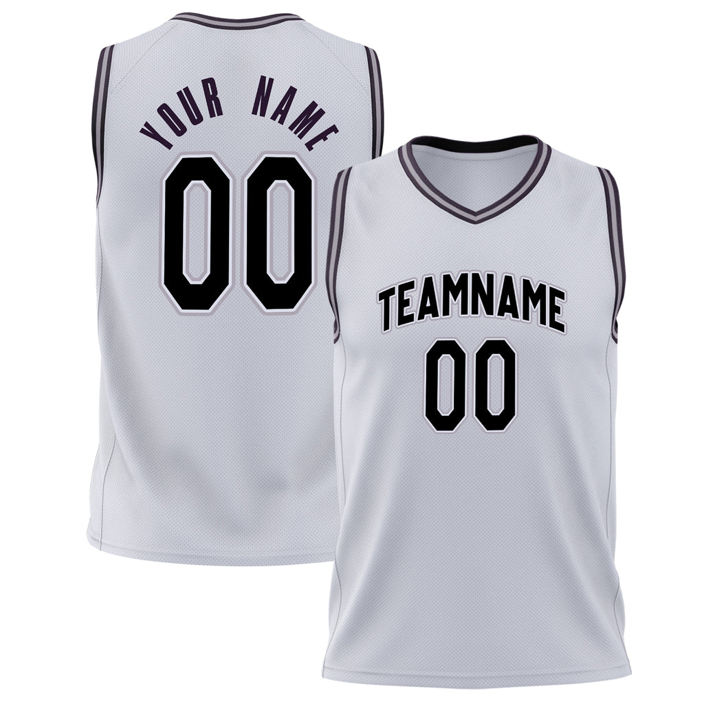Custom White Black Solid Color Basketball Jersey BS02240626XJ261