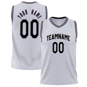 Custom White Black Solid Color Basketball Jersey BS02240626XJ261