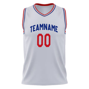 Custom White Red Solid Color Basketball Jersey
