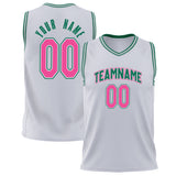 Custom White Pink Solid Color Basketball Jersey