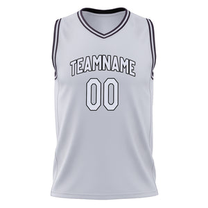 Custom White Black Solid Color Basketball Jersey
