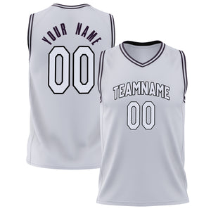 Custom White Black Solid Color Basketball Jersey BS02240626XJ266