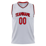 Custom White Red Solid Color Basketball Jersey