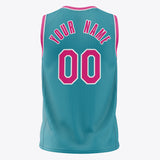 Custom Teal Pink Solid Color Basketball Jersey