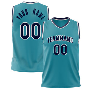 Custom Teal Black Solid Color Basketball Jersey BS02240626YX241