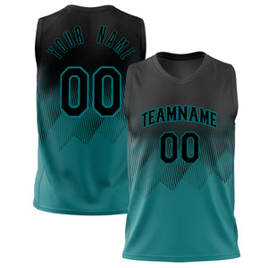 Custom Teal Black Fade Basketball Jersey BS02240626YX245